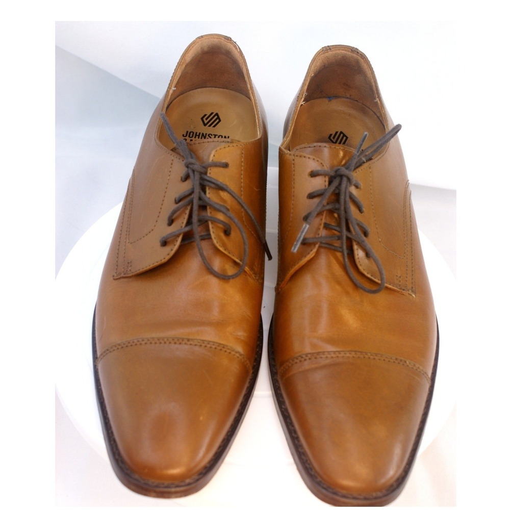 Johnston & Murphy Mens TruFoam Tan Leather Cap Toe Derby Dress Shoes Size 10 M